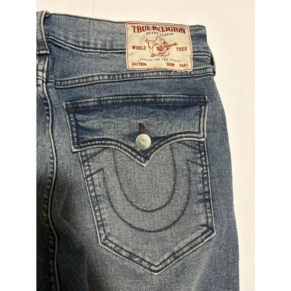 True Religion Geno Relaxed Slim Jeans Mens 33 Blue Horseshoe Stretch Denim